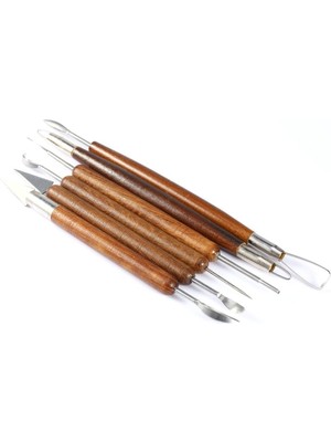 Renevon 17 Parça Seramik Polimer Kil El Alet Seti Oyma Kesme Şekillendirme Modelleme Için Kendin Yap Heykel El Sanatları Ağaç Tel ve Ahşap Saplı Kesme Ebeşuar Set 500 gr Kil(Beyaz Kil)