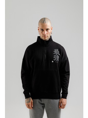 Airlife Sportswear Erkek Dik Yakalı ve Yarım Fermuarlı Sweatshirt Siyah
