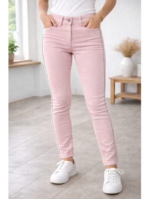 Bolınto 480 Yanları Zıncırlı Yuksek Bel 5 Cep Lıkralı  Dar Paca Pantolon