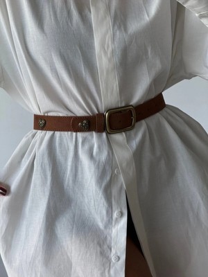 Fiori Kare Tokalı Kalp Aksesuarlı Kadın Pantolon Kemeri, Ceket Kemeri, Gömlek Kemeri, Elbise Kemeri