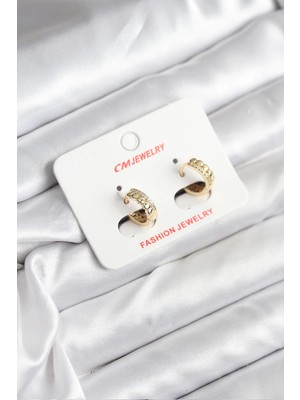 Aesco 14K Gold Renk Kaplama cm Kadın Küpe