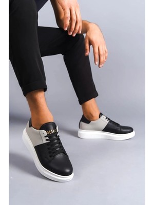 Aymood SLW151 Boost Bağcıklı Cilt Süet Erkek Günlük Sneaker Ayakkabı Bt Siyah/gri