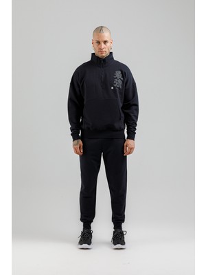 Airlife Sportswear Erkek Dik Yakalı ve Yarım Fermuarlı Sweatshirt Lacivert