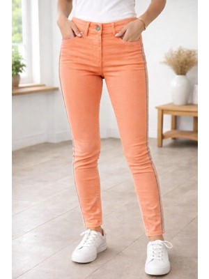 Bolınto 480 Yanları Zıncırlı Yuksek Bel 5 Cep Lıkralı  Dar Paca Pantolon