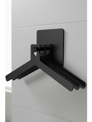 Grandmix 3 Kollu Döner Askı Kancası Siyah Minimalist Duvara Monte Organizer Seti