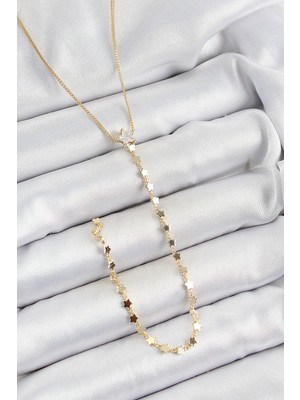 Hatıra Kutusu Pirinç Zirkon Taşlı Yıldız Figürlü Y Model Gold Renk Kadın Kolye - Lisinya