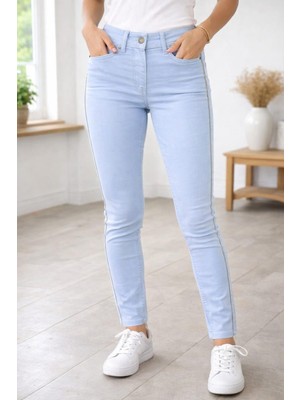 Bolınto 480 Yanları Zıncırlı Yuksek Bel 5 Cep Lıkralı  Dar Paca Pantolon