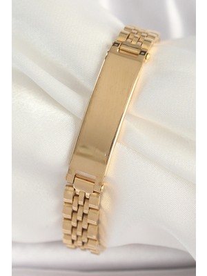 Aesco 316L Çelik Gold Renk Zincir Künye Model Erkek Bileklik