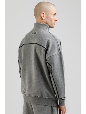 Airlife Sportswear Erkek Dik Yakalı ve Yarım Fermuarlı Sweatshirt Titanyum