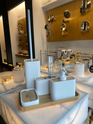 Gedy Ninfea 4 Parça Banyo Aksesuar Seti - Bambu & Mat Beyaz