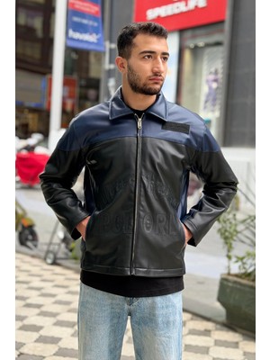 Rocqerx X-2024 Nakış Detaylı Içi Kapitoneli Deri Mont