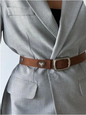 Fiori Kare Tokalı Kalp Aksesuarlı Kadın Pantolon Kemeri, Ceket Kemeri, Gömlek Kemeri, Elbise Kemeri