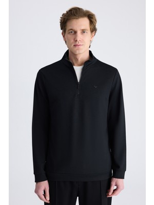 D'S Damat Ds Damat Regular Fit Siyah Düz Modal Sweatshirt