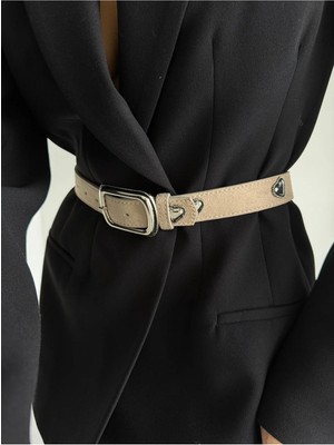 Fiori Kare Tokalı Kalp Aksesuarlı Kadın Pantolon Kemeri, Ceket Kemeri, Gömlek Kemeri, Elbise Kemeri