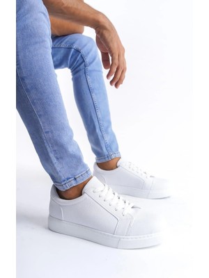 Aymood SLW165 Elite Cilt Erkek Günlük Sneaker Ayakkabı Bt Beyaz