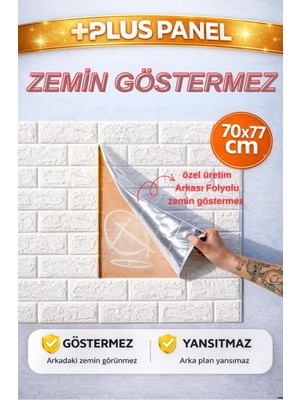 Renkli Duvarlar Plus Panel Zemin Göstermez Arkası Folyolu 2mm Yapışkanlı Silinebilir Sünger Duvar Paneli Kağıdı