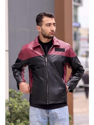 Rocqerx X-2024 Nakış Detaylı Içi Kapitoneli Deri Mont