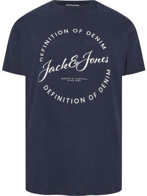 Jack & Jones Jack&jones 12294514 Jjgrayson Tee On Yazılı Battal Buyuk Beden Kısa Kol Tshırt
