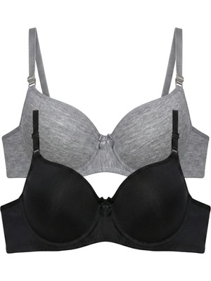 Laperissa Kaplı/pedli Dolgusuz Balenli Comfort Sütyen Ikili Set Gri/siyah