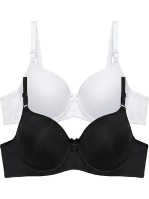 Laperissa Kaplı/pedli Dolgusuz Balenli Comfort Sütyen Ikili Set Buz Beyazı/siyah