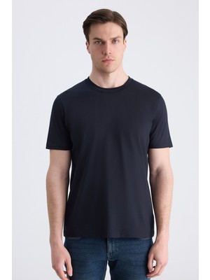 D'S Damat Ds Damat Regular Fit Lacivert Düz %100 Pamuklu T-Shirt 4HC1447010352
