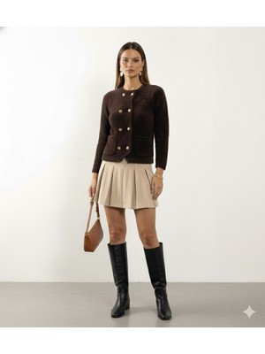 Salome Butik Gold Düğme Detay Yumoş Ceket