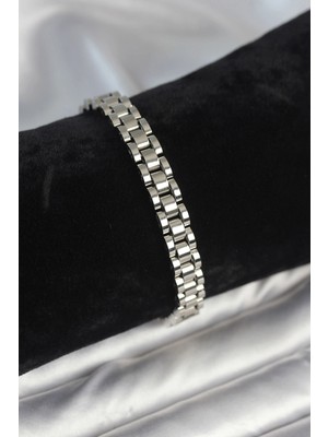 Aesco 316L Çelik Gümüş Renk 7 mm Kalınlık Erkek Bileklik