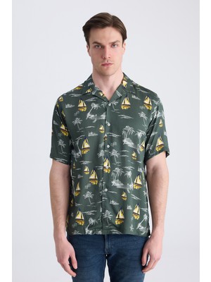 Twn Slim Fit Haki Baskılı Rayon Gömlek 2EC02SN033130