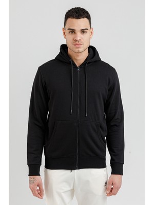 Airlife Sportswear Erkek Kapüşonlu Fermuarlı Sweatshirt Siyah