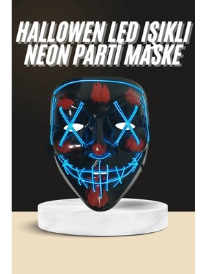 Aesco Işıklı LED Maske Parti Eğlence Maskesi Hallowen Neon Maske
