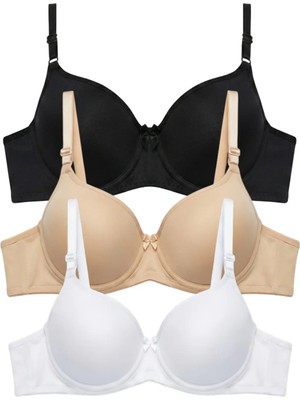 Laperissa Kaplı/pedli Dolgusuz Balenli Comfort Sütyen Ikili Set Buz Beyazı/siyah/ten