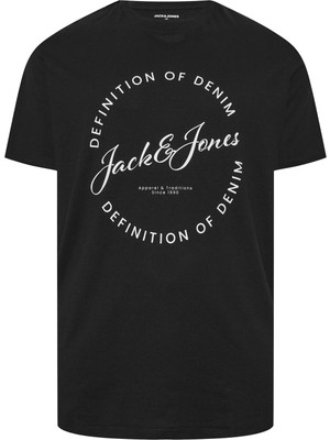 Jack & Jones Jack&jones 12294514 Jjgrayson Tee On Yazılı Battal Buyuk Beden Kısa Kol Tshırt