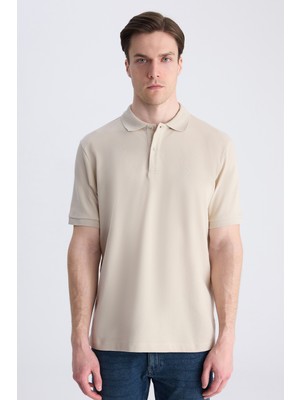 D'S Damat Ds Damat Regular Fit Ekru Pike Dokulu %100 Pamuklu T-Shirt 4HC140211213M