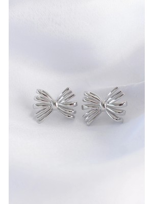 Aesco Pirinç Gümüş Renk Fiyonk Küpe