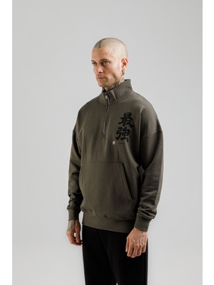 Airlife Sportswear Erkek Dik Yakalı ve Yarım Fermuarlı Sweatshirt Haki