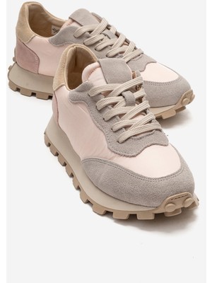 Luvi Amanda Gri Pembe Hakiki Deri Kadın Spor Ayakkabı