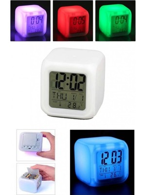 Aesco Renk Değiştiren Dijital Alarm Küp Saat