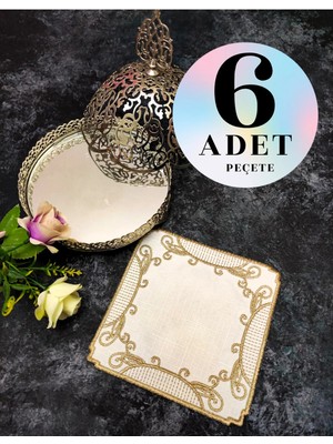 Çt Çeyizci Tekstil Sunumluk Peçete, Kokteyl Peçetesi, Kahve Yanı Sunumluk, Bardak Altlığı 6 Adet Sunum Peçetesi