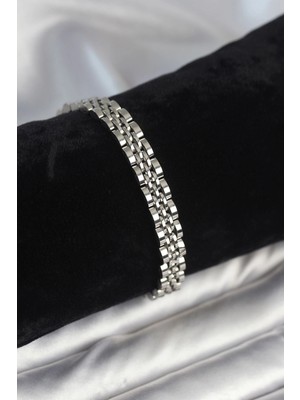 Aesco 316L Çelik 7 mm Kalınlıkta Gümüş Renkli Erkek Bileklik