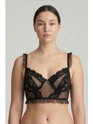 Laperissa Siyah Dantelli Ayarlanabilir Lastikli Balenli Bralet Sütyen
