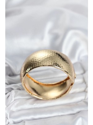 Aesco Pirinç Gold Renk Bombeli Vintage Kadın Bileklik