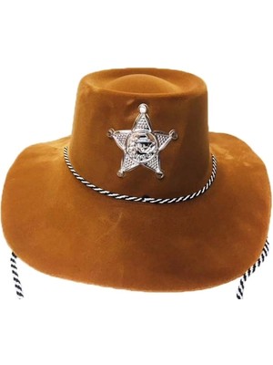 Aesco Plastik Kovboy Şapkası Nubuk Kaplama Kahve