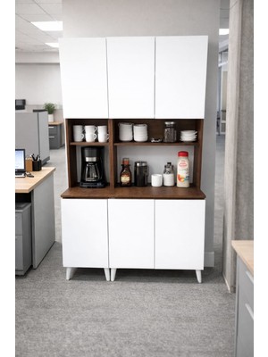 Mobilyacın  Yeni Nesil Çok Amaçlı Dolap 6 Kapaklı Kiler Mutfak Dolabı - Kahve Köşesi