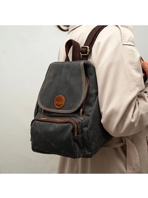 Gillario Design 04 Kanvas Kumaş - Deri Kadın Sırt Çantası