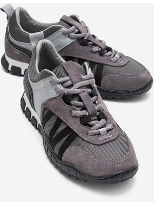Luvi Fıera Gri Siyah Hakiki Deri Fileli Kadın Günlük Sneaker
