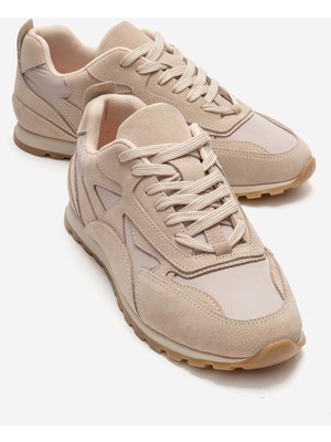 Luvi Sahra Bej Süet Hakiki Deri Kadın Sneaker
