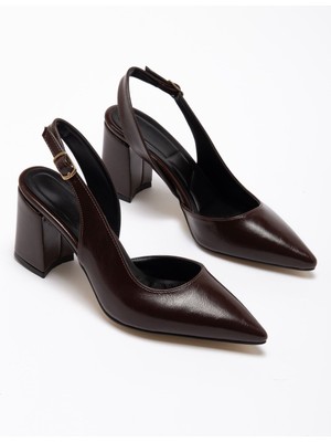 Shemard Tonia Acı Kahve Parlak Cilt Topuklu Kadın Ayakkabı  -