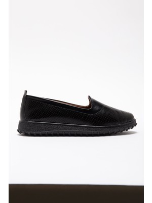 Shemard Kadın Siyah Hakiki Deri Ortopedik Babet