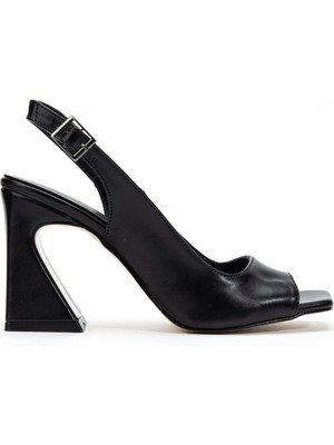 Shemard Kadın Siyah Cilt Özel Tasarım Ökçe Klasik Topuklu Ayakkabı