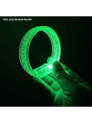 Aesco Yeşil LED Işıklı Baskı Yapılabilen Pilli Bileklik Bilezik